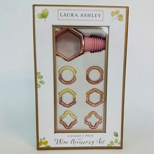Laura Ashley Elegant 7-Piece‎ Wine Accessory Set Bottle Stopper Charms